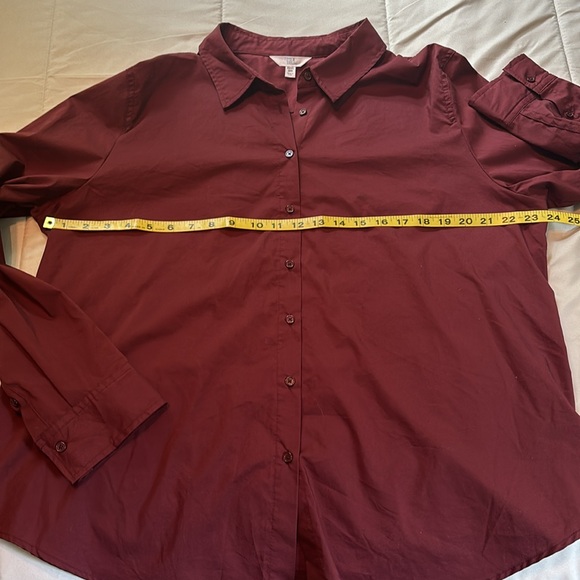 TIME and TRU Women's Basic Button Front Shirt -burgundy size XXXL - Picture 4 of 7